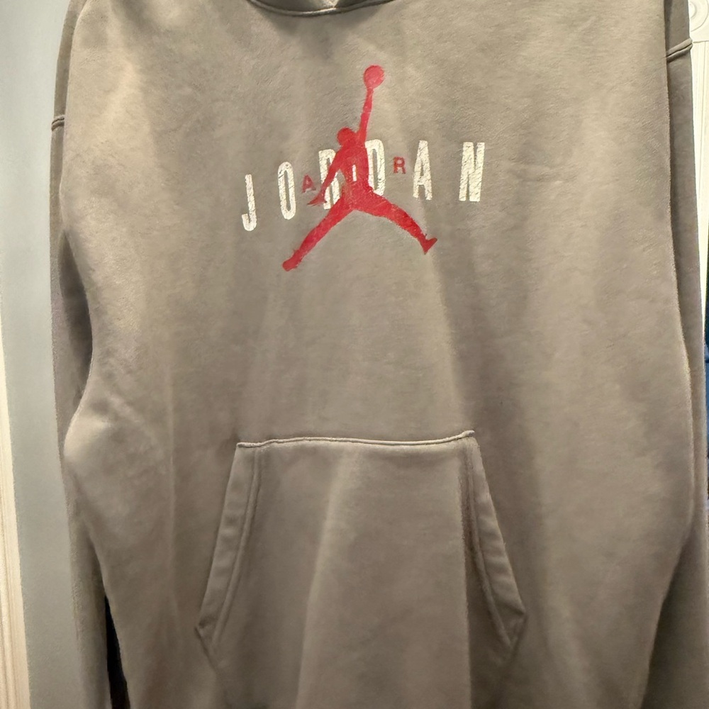 Jordan Gray and Red Logo Hoodie